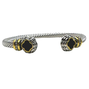 Cable Bracelet With Black Clover (B4457X) Fashion Bracelet athenadesigns 