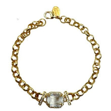 Load image into Gallery viewer, CZ Charm Center Bracelet on Gold Fill Chain: Clear (BCG485C) Bracelet athenadesigns 
