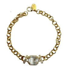 Load image into Gallery viewer, CZ Charm Center Bracelet on Gold Fill Chain: Clear (BCG485C) Bracelet athenadesigns
