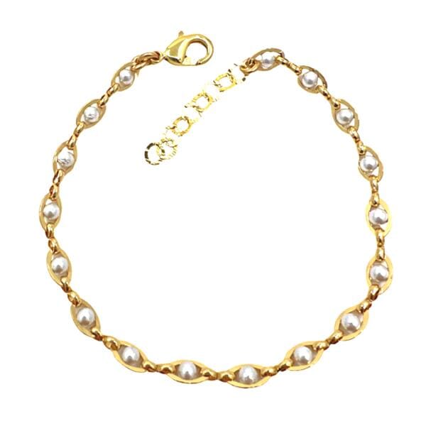 Pearl: Gold Plated Chain With Pearl Bracelet (BG4308) Bracelet athenadesigns
