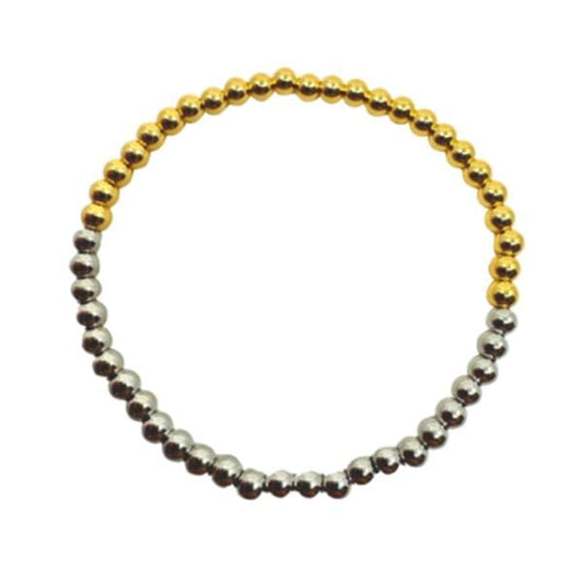 Beaded Bracelet: Two Tone:4mm or 6mm (BGS40/_) Fashion Bracelet athenadesigns 4mm: BG40/4
