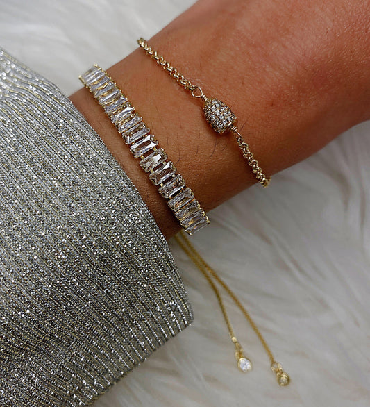 Pull Chain Bracelet With CZ Baguettes : (PGBT4805) Bracelet athenadesigns