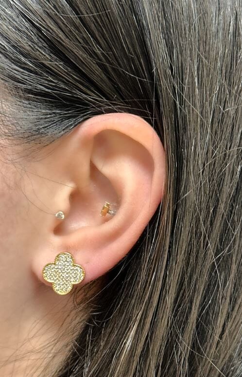 Clover: Gold Fill and CZ pave Post Earring (EGP48CLVR) Earrings athenadesigns