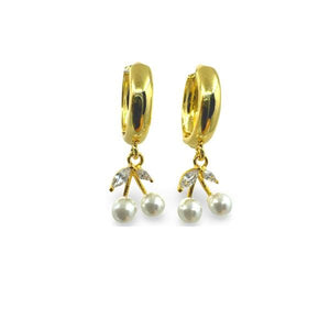 Hoops: Pearl 'Cherries' on Gold Fill Hoops (EGH335) Earrings athenadesigns 