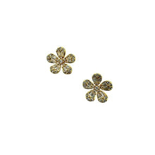 Load image into Gallery viewer, Micro Pave and Gold Vermeil Flower Post Earring Earrings athenadesigns