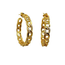 Load image into Gallery viewer, Hoops: Large 18kt Gold Fill Links and CZ (EGHP4085) Earrings athenadesigns 
