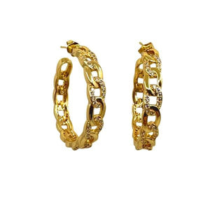 Hoops: Large 18kt Gold Fill Links and CZ (EGHP4085) Earrings athenadesigns 