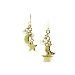 Cluster Earrings: Star, Moon and Pearl (EGCL43STMN) Earrings athenadesigns 