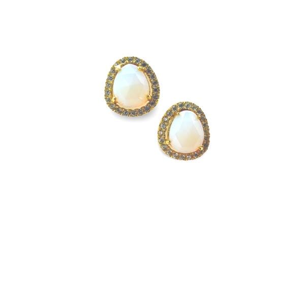 'Halo' Moonstone Gold Vermeil Post Earrings (EGP785MN) Earrings athenadesigns