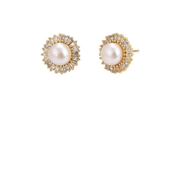 Pearl and CZ 18kt Gold Fill Post Earrings (EGP3654) Earrings athenadesigns 