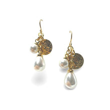Load image into Gallery viewer, Cluster Earrings: Pearls and Coin Charm (EGCL3834) Earrings athenadesigns 
