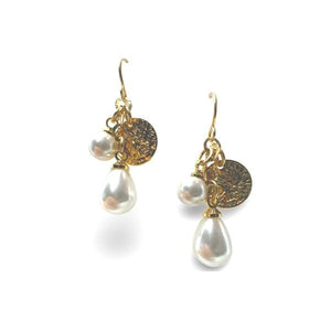 Cluster Earrings: Pearls and Coin Charm (EGCL3834) Earrings athenadesigns 