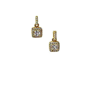 Bar & Square Gold Vermeil CZ Post Earrings (EGP5584) Earrings athenadesigns 