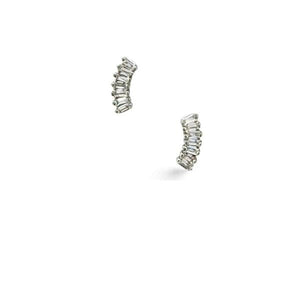 Delicate Curved CZ Sterling Post Earrings (ESP548) Earrings athenadesigns 