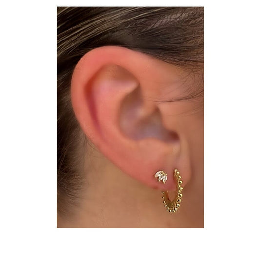 Granulated And Textured Semi Hoop Post Earring (EGHP4406) Earrings athenadesigns