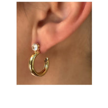 Load image into Gallery viewer, Hoops: 16kt Gold Fill Tube CZ Earring (EGHP4540) Earrings athenadesigns 
