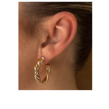 Load image into Gallery viewer, Hoops: 18kt Gold Fill Twist Post Hoops (EGHP4TWST) Earrings athenadesigns 
