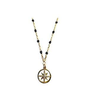 Mix & Match: Choose From 4 Charms on Vermeil Enamel Chain:Black (NG704X_) Necklaces athenadesigns Charm: NorthStar 