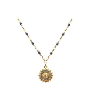 Mix & Match: Choose From 4 Charms on Vermeil Enamel Chain:Black (NG704X_) Necklaces athenadesigns Charm: Sunflower 