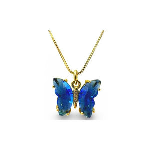 Glass Butterfly Pendant On Gold Fill Chain Blue (NGCP5BFLB) Necklaces athenadesigns 