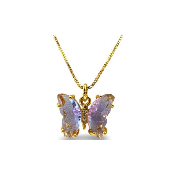 Glass Butterfly Pendant On Gold Fill Chain Lavendar (NGCP5BFLLV) Necklaces athenadesigns