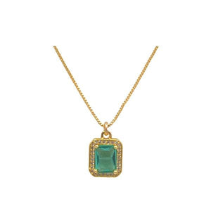 'Halo' CZ Pendant on an 18kt Gold Fill Chain: Aqua (NGCP4845Q) Necklaces athenadesigns 