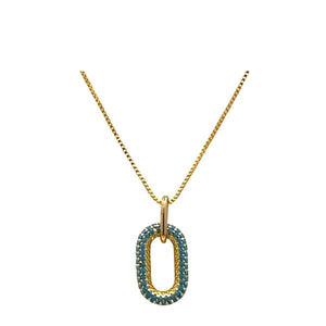 Oval CZ Charm on 18kt Gold Fill Cain: Turquoise (NGCP4508TQ) Necklaces athenadesigns 