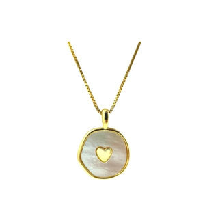 Hearts: Organic Shape: Mother of Pearl & Gold fill (NGCP634) Necklaces athenadesigns 