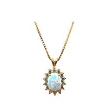 Load image into Gallery viewer, Lab Grown Opal Stone with CZ Halo Necklace (NGCP7845OP) Necklaces athenadesigns 
