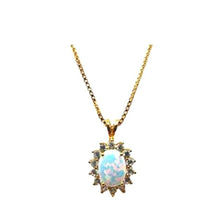 Load image into Gallery viewer, Lab Grown Opal Stone with CZ Halo Necklace (NGCP7845OP) Necklaces athenadesigns