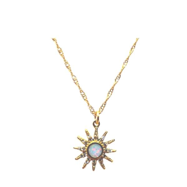 Opalite Starburst Pendant Necklace (NGCP45OP) Necklaces athenadesigns