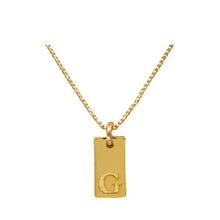 Load image into Gallery viewer, Initial Necklaces; Letters A-I Plated Tags; Silver or Gold (N_CP48_) Necklaces athenadesigns Gold Plated G 

