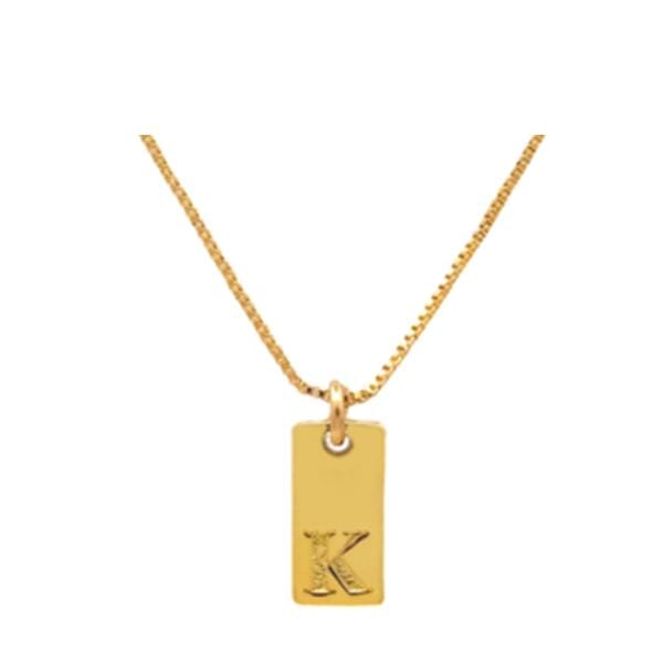 Initial Necklaces; Letters J-L Plated Tags; Silver or Gold (N_CP48_) Necklaces athenadesigns Gold Plated K 
