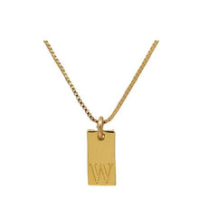 Load image into Gallery viewer, Initial Necklaces; Letters S-Z Plated Tags; Silver or Gold (N_CP48_) Necklaces athenadesigns Gold Plated W 
