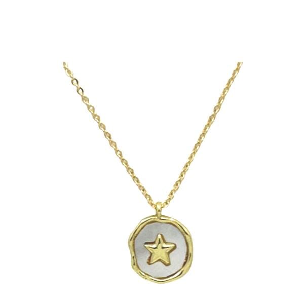 Small Charm Necklace: Star on Mother of Pearl Circle (NGCH463STR) Necklaces athenadesigns