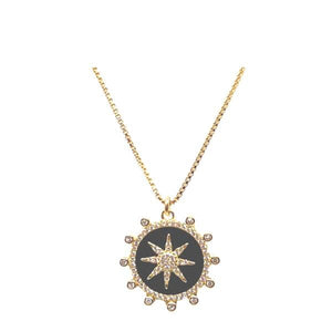Enamel Starburst Charm on 18kt Gold Fill Chain: Black (NGCP756X) Necklaces athenadesigns 