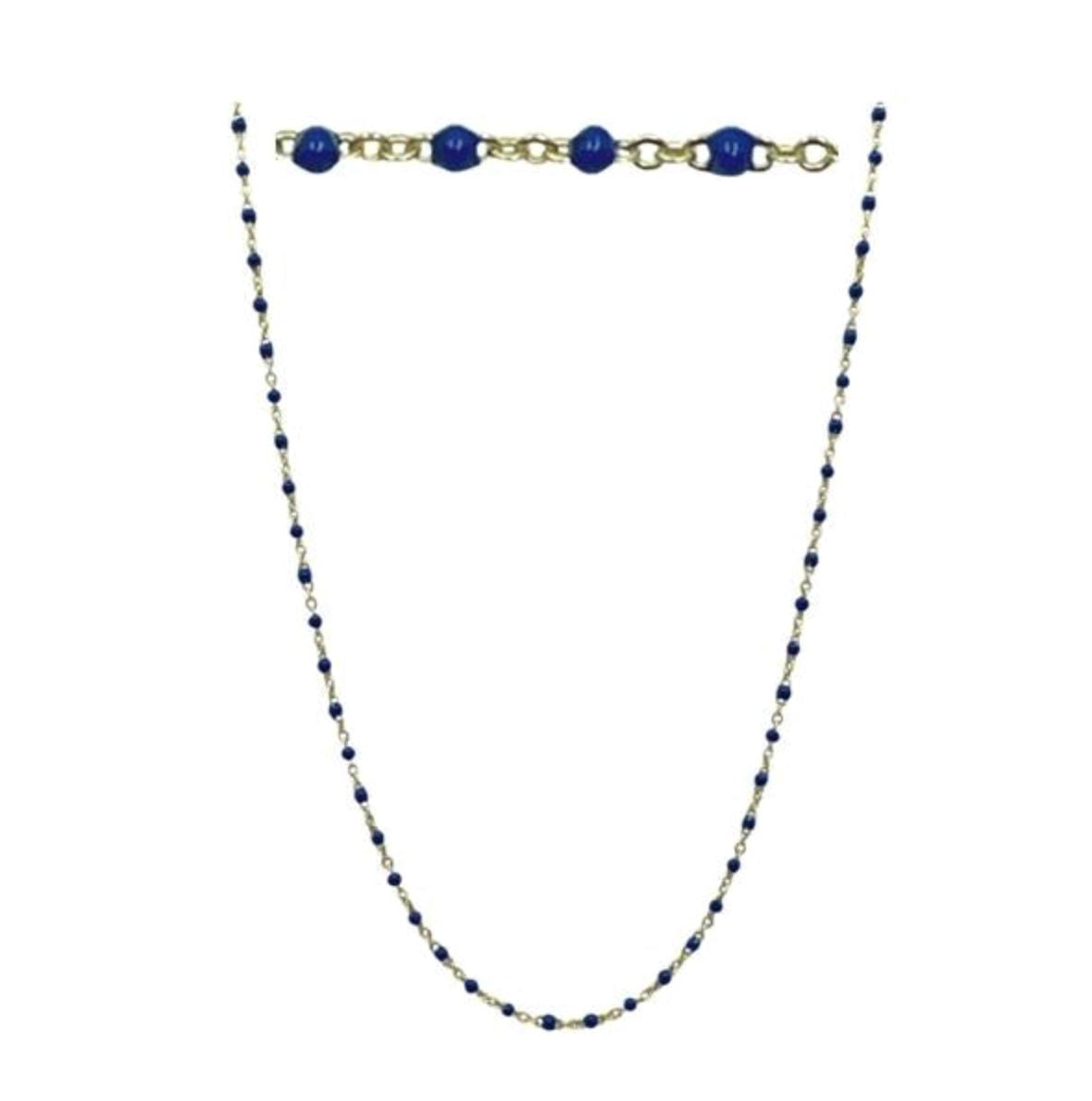 2mm Enamel Beaded Necklace: Lapis Vermeil or Plated (_NG7004LP) Necklaces athenadesigns Plated : PNG7004LP