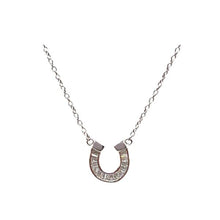 Load image into Gallery viewer, CZ & Vermeil or Sterling Horseshoe necklace (N_CH485HRS) Necklaces athenadesigns Sterling: NCH485HRS