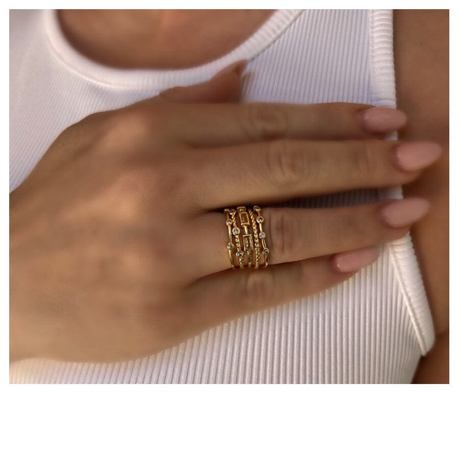 Adjustable Ring: 5 Row 18kt gold Fill & CZ Ring (RG5/450) Rings athenadesigns
