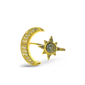 Star and Moon Adjustable Ring: CZ and Gold Fill (RG45MNST) Rings athenadesigns 