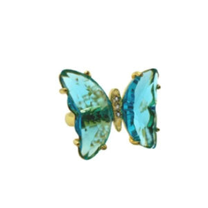 Adjustable Glass Butterfly Ring: Aqua (RG5BFLYQ) Rings athenadesigns 