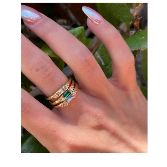 Adjustable Ring: CZ Baguettes & 18kt Gold Fill: Clear (RG458C) Rings athenadesigns