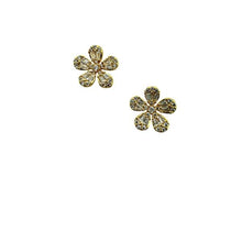 Load image into Gallery viewer, Micro Pave and Gold Vermeil Flower Post Earring (EGP455FLW) Earrings athenadesigns