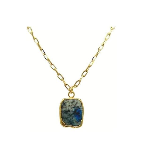 Electroform Pendant on Link Chain: Azurite Jasper: Gold or Silver (N_CP749AJ) Necklaces athenadesigns Gold: NGCP749AJ