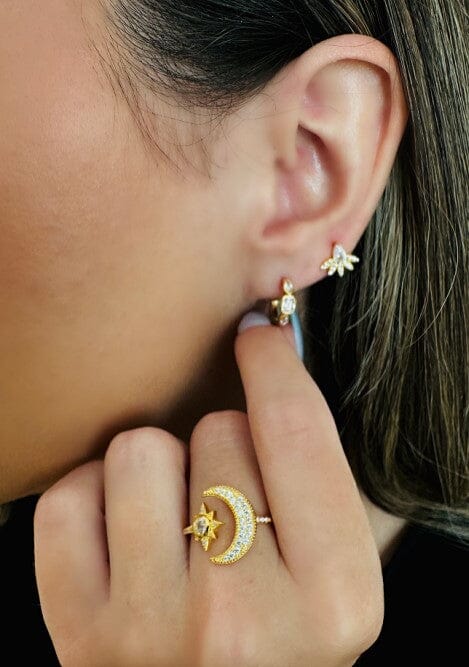Star and Moon Adjustable Ring: CZ and Gold Fill (RG45MNST) Rings athenadesigns
