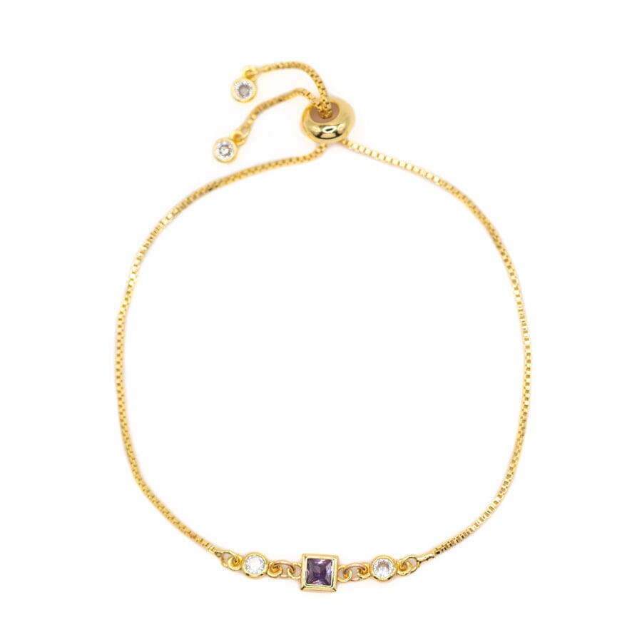 Birthstone Pull Chain - February Bracelets athenadesigns BBS02AM Amethyst Purple