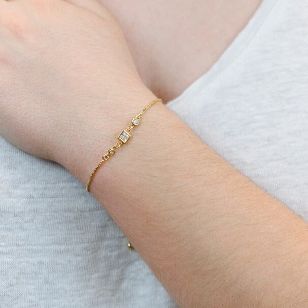 Birthstone Pull Chain Bracelet - April Bracelets athenadesigns