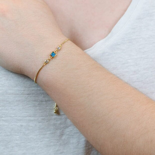 Birthstone Pull Chain Bracelet - December Bracelets athenadesigns