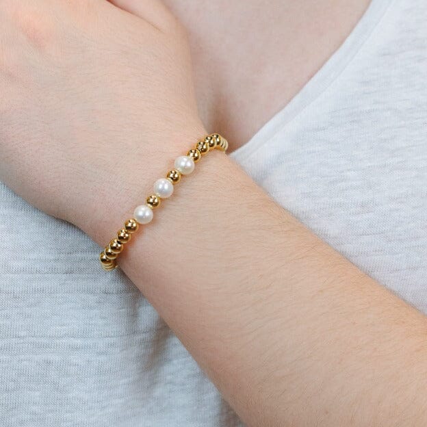 Fresh Water Pearl with Gold Beads Bracelet Bracelets athenadesigns