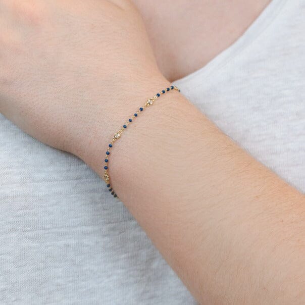 Lapis Beaded Bezel Bracelet Bracelets athenadesigns